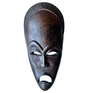 African Dan Mask Hand-Carved Wooden Tribal 11.5” tall